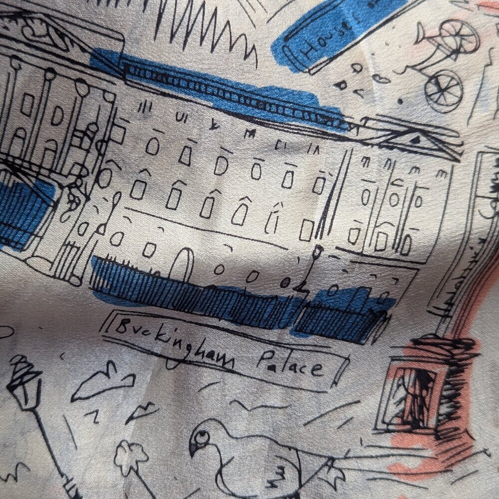 Burberry 100% Silk Scarf London Theme - Picture 8 of 10